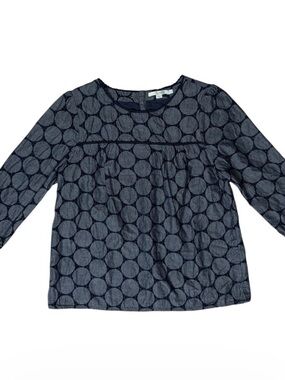 BODEN Circle Pattern Long Sleeve Top - Navy and Gray